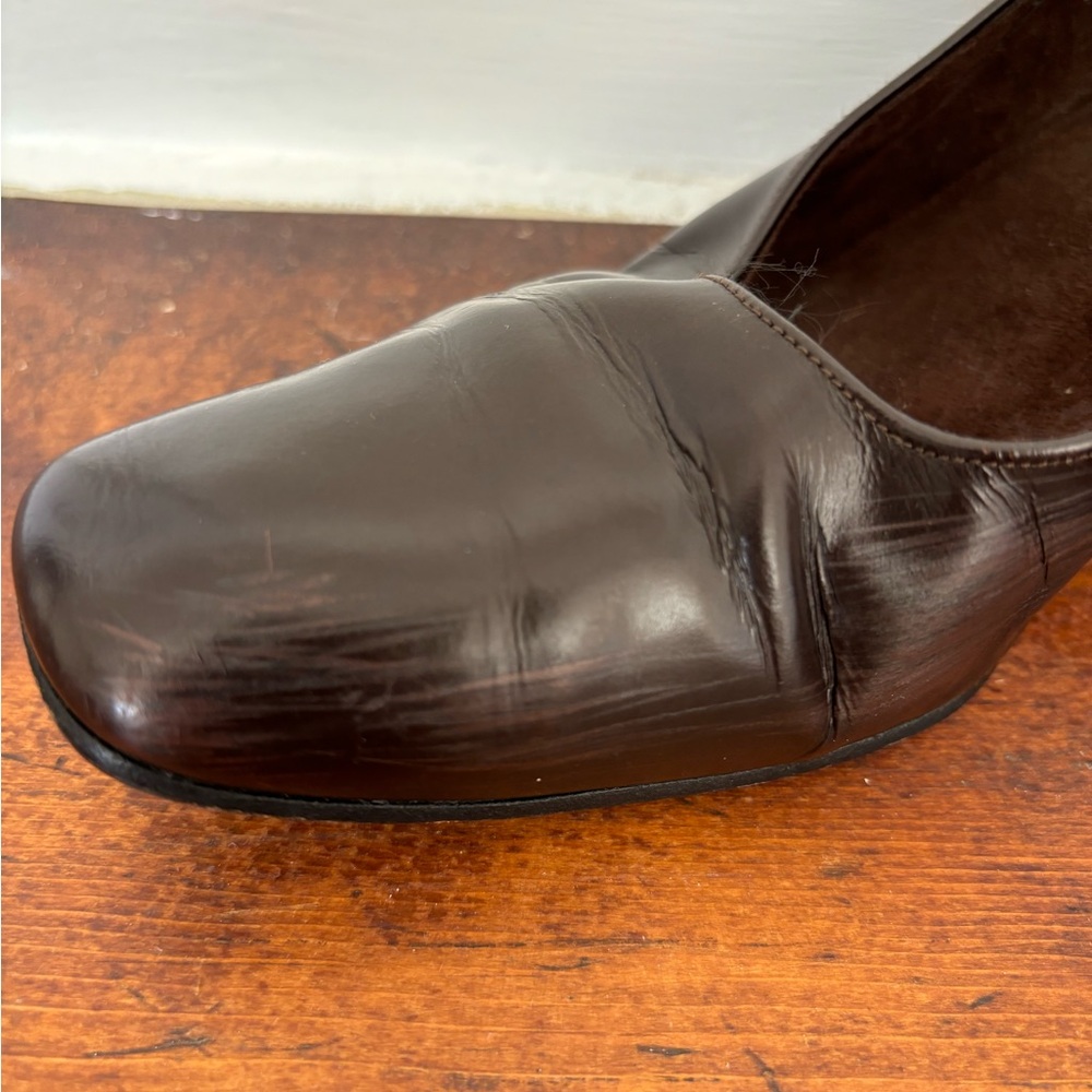 Stuart Weitzman Brown Square Toe Block Heel - image 3